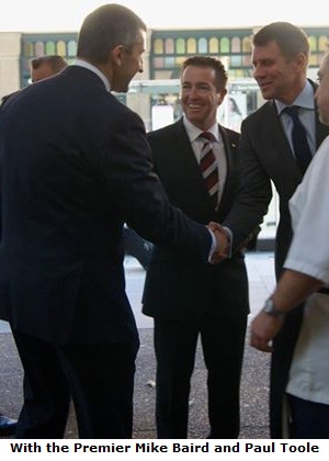 Edward with the Premier Mike Baird and Paul Toole minister for Local Government